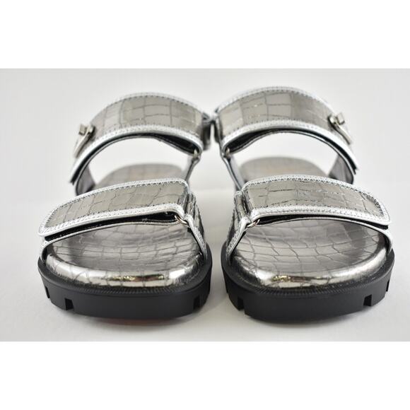 Christian Louboutin Lock Cool Flat Silver Strap Black Platform Dad Sandal 40 - Picture 5 of 12